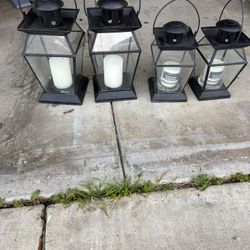 4 sat Black Metal Candle Henging Size Table