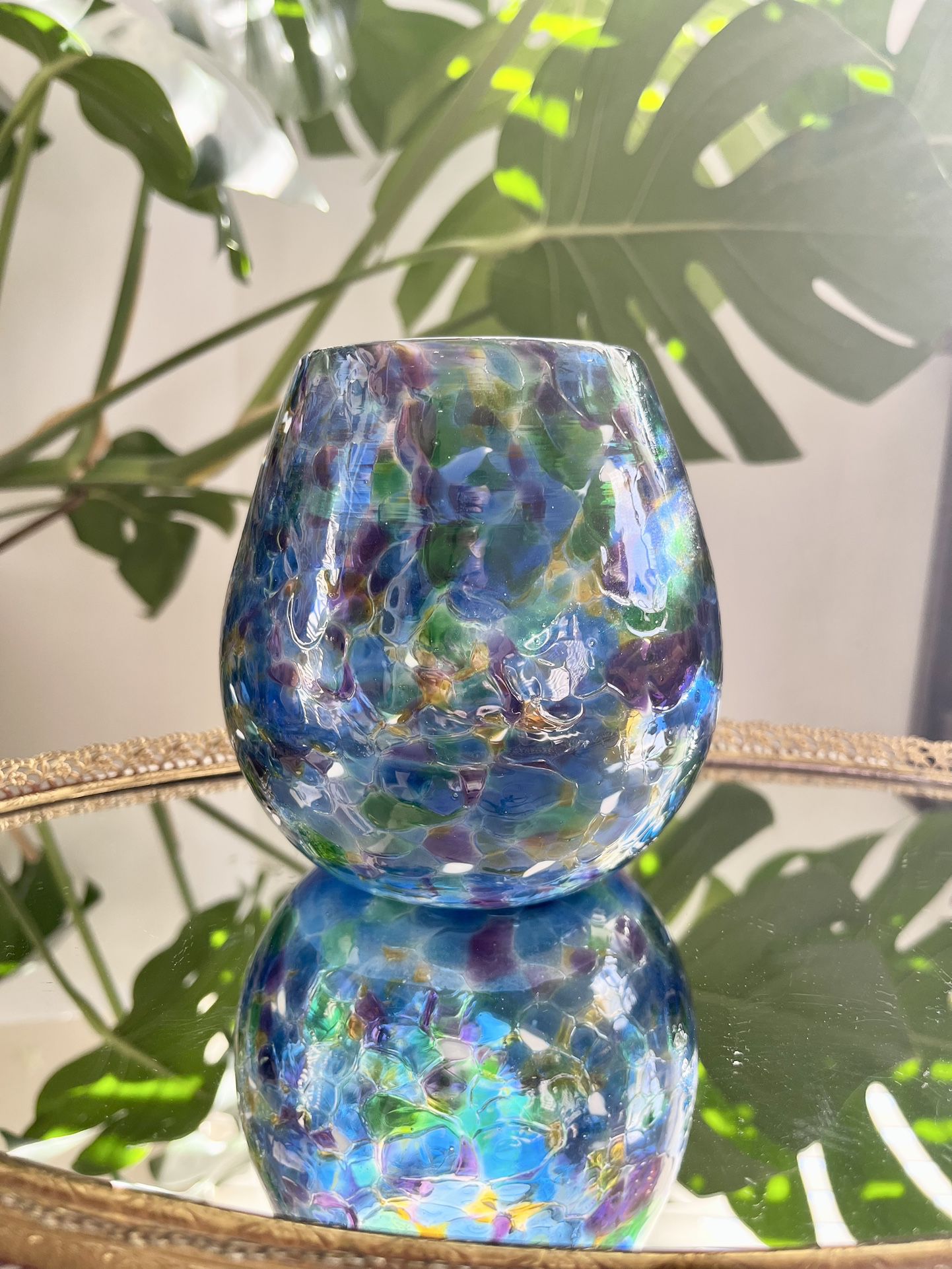 Vintage Glass Kobo Art Studio  Glass Candle Holder