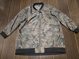 Women's Rock & Republic Camouflage camo army Windbreaker Bomber Jacket - 1X coat