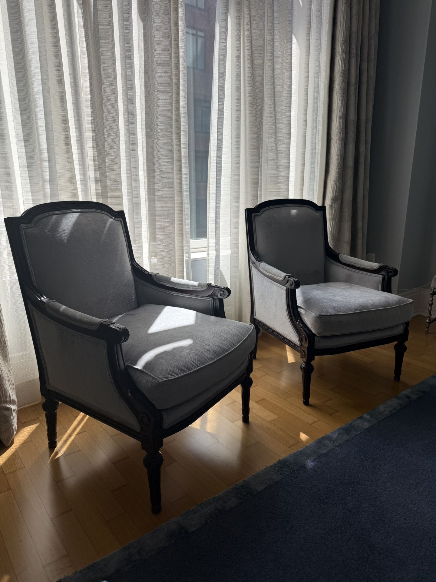 For Sale: Pair of custom made Classic Accent Armchairs