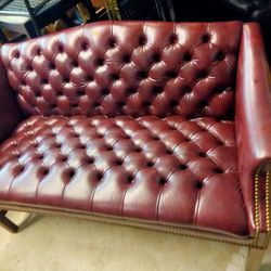 Maroon Leather Sofa