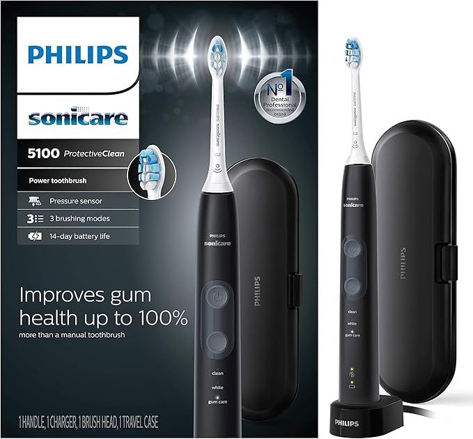 Brand New Philips Sonicare ProtectiveClean 5100 Gum Health, Rechargeable Electric Power Toothbrush, Black, HX6850/60