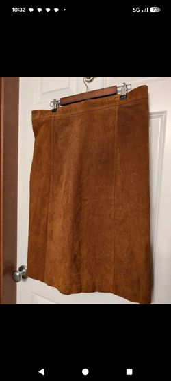 Vintage Roamans Brown Suede Knee Length Skirt