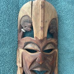 Vintage African Hand Carved Wooden Mask