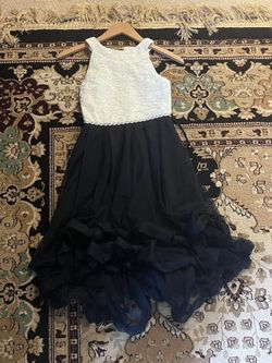 Girls Black & White Formal Dress – Size 10