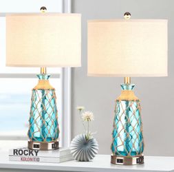 25.5", Coastal Glass, Set of 2, Blue - New