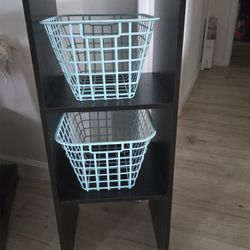 Black Cube Shelf With Two Baskets