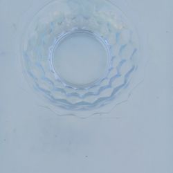 2 BUBBLE LIGHT BLUE GLASS SAUCERS