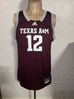 Texas A&M Aggies Jersey Mens Maroon White SEC NCAA Basketball Adidas # 12 Sz S