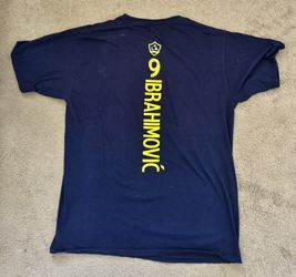 LA Galaxy Soccer #9 Zlatan Ibrahimovic MLS Fantastic Navy Blue T-Shirt Sz-Large