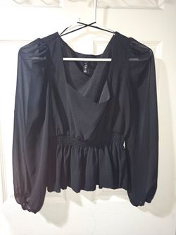 Black Sheer Peplum Blouse