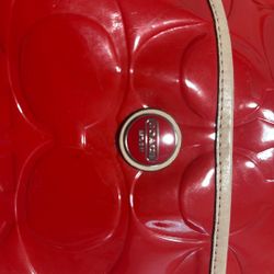 Coach Patent/Leah Shoulder Tote Bag - Red