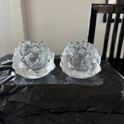 Orrefors  Crystal Artichoke Votive Candle Holders - set of two