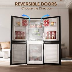 Upstreman 4.0 Cu.Ft Small Refrigerator with Bottom Freezer, Large Capacity Small Fridge with Freezer, Mini Refrigerator for Bedroom, Apartment, Kitche