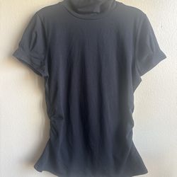 Black Turtleneck Short Sleeve L Top