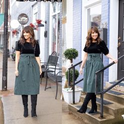 NWT $68 Draper James RSVP Green Plaid Printed Paperbag Waist Skirt 2X
