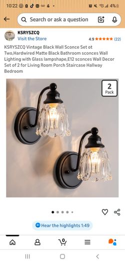 KSRYSZCQ Vintage Black Wall Sconce Set