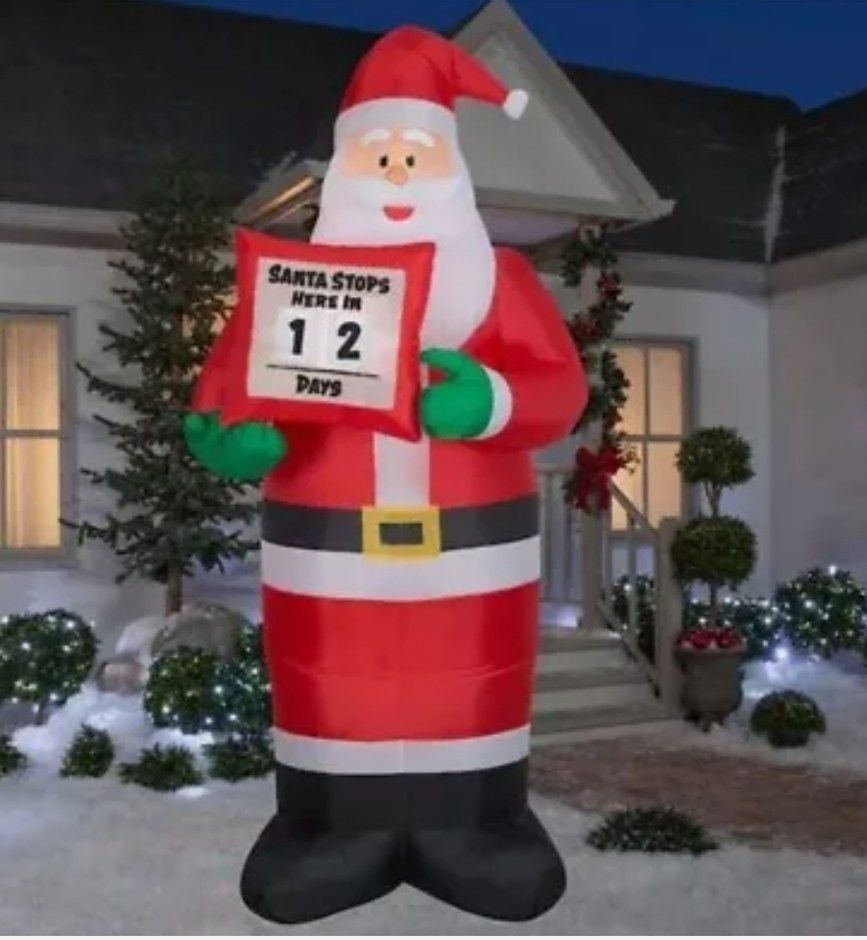 Home Accents Holiday - 9 Foot Tall LED Inflatable Santa Countdown Calendar Sign