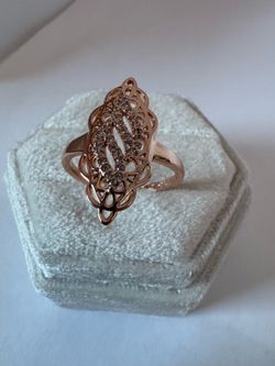 Vintage 14K 585 Rolled Gold CZ Ring Size 8