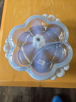 Amazing Opelesent Blue Dish Amazing Colors No Chips Very Old