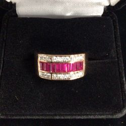 Mens Synthetic Ruby Ring  0.2ctw Size 8