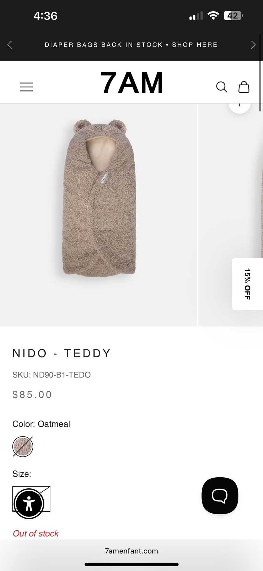 7 AM ENFANT NIDO - TEDDY 0-6 Month