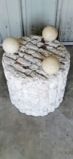 Textured Stone END TABLE with Decorative Balls