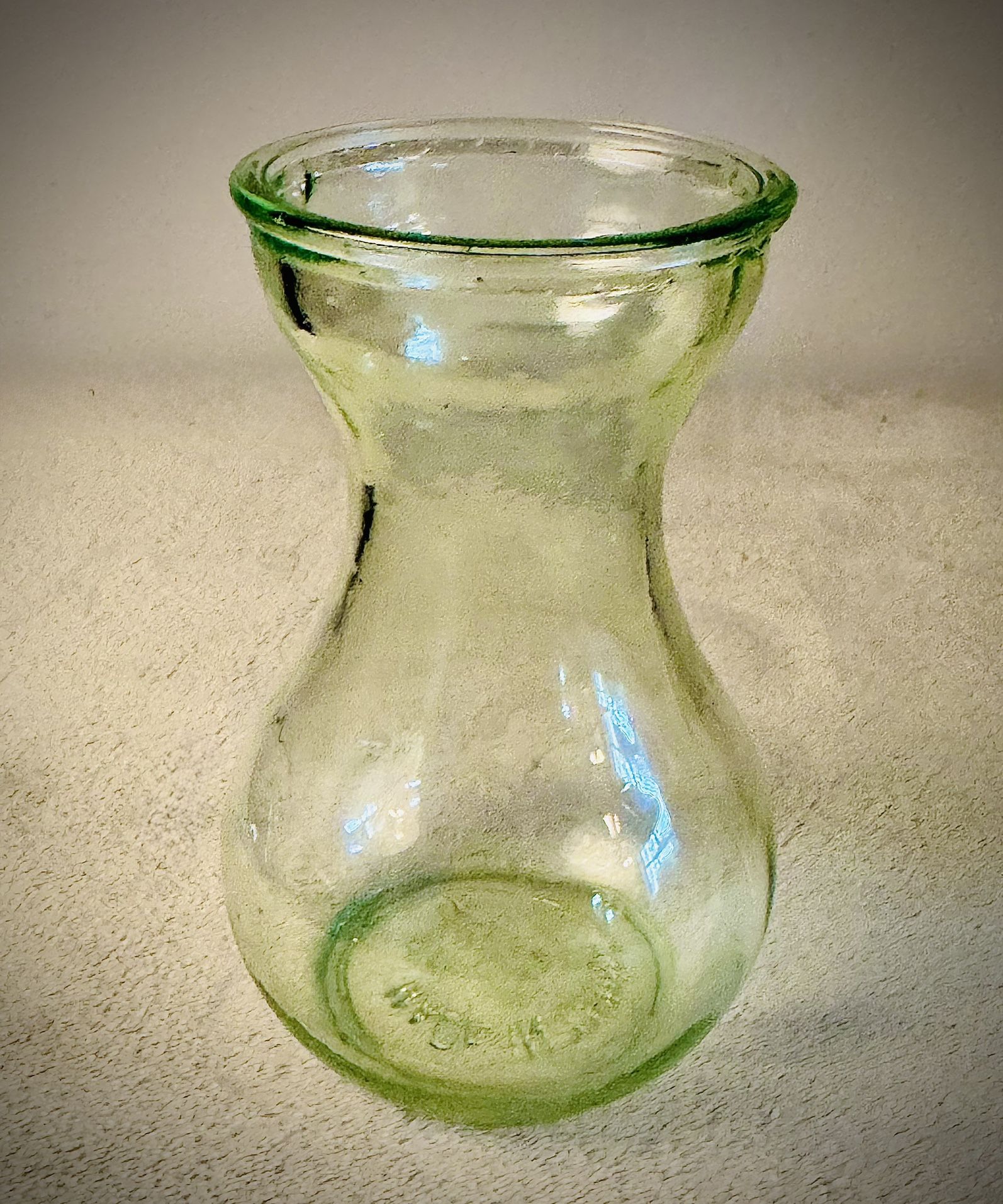 6 In. Clear Green Vase With 3 in. Opening