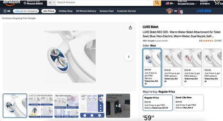 NEW - LUXE Bidet NEO 320 Warm Water Attachment