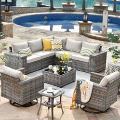 Patio Sofa Set With Swivel Rocking Chairs Brand New Inside Boxes Brand New Patio Outdoor Furniture 🛺🚚🚎🆕🆕🚎🆕