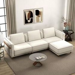 WHITE 4PC LIVING ROOM SET + OTTOMAN