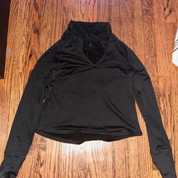 GIRLS BLACK ATHLETIC QUARTER ZIP
