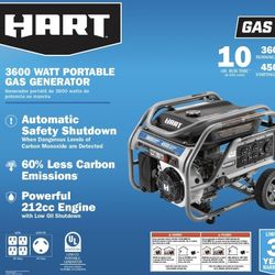 Hart 3600W UL Generator with CO Protection & Auto Shutdown