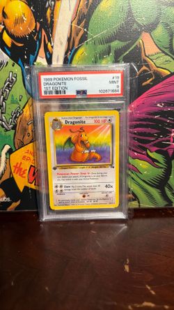1999 Pokemon Fossil 19 Dragonite 1st Edition PSA 9