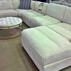 Black friday sale 5PC Beige coruroy sectional modular sofa set