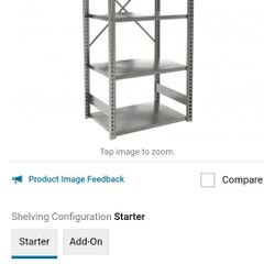 Metal Shelving: Starter, Heavy-Duty, 36 in x 24 in, 84 in Overall Ht, 5 Shelves, Solid Shelf