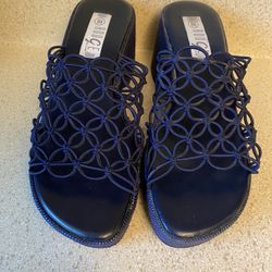Navy Blue Wedge Sandals…
