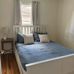 Queen Size Bed Frame With Storage Drawers And Mattress 