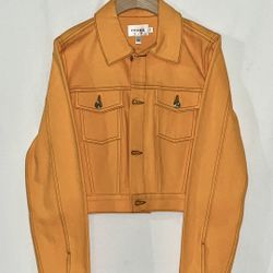 Carolina Herrera × FRAME Cropped Tailored Denim Jacket – Orange/Tangerine Capsule Collab XS