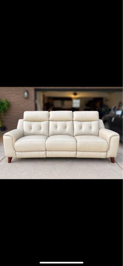 Malibu Leather Power Reclining Sofa – Vanilla Cream