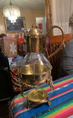 intage Princess House Vintage Coffee Warmer Carafe Pitcher with Brass Base