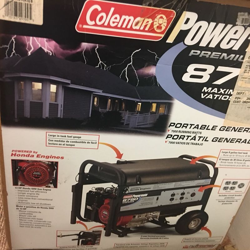 New Coleman powermate 8750 generator Pmo497000