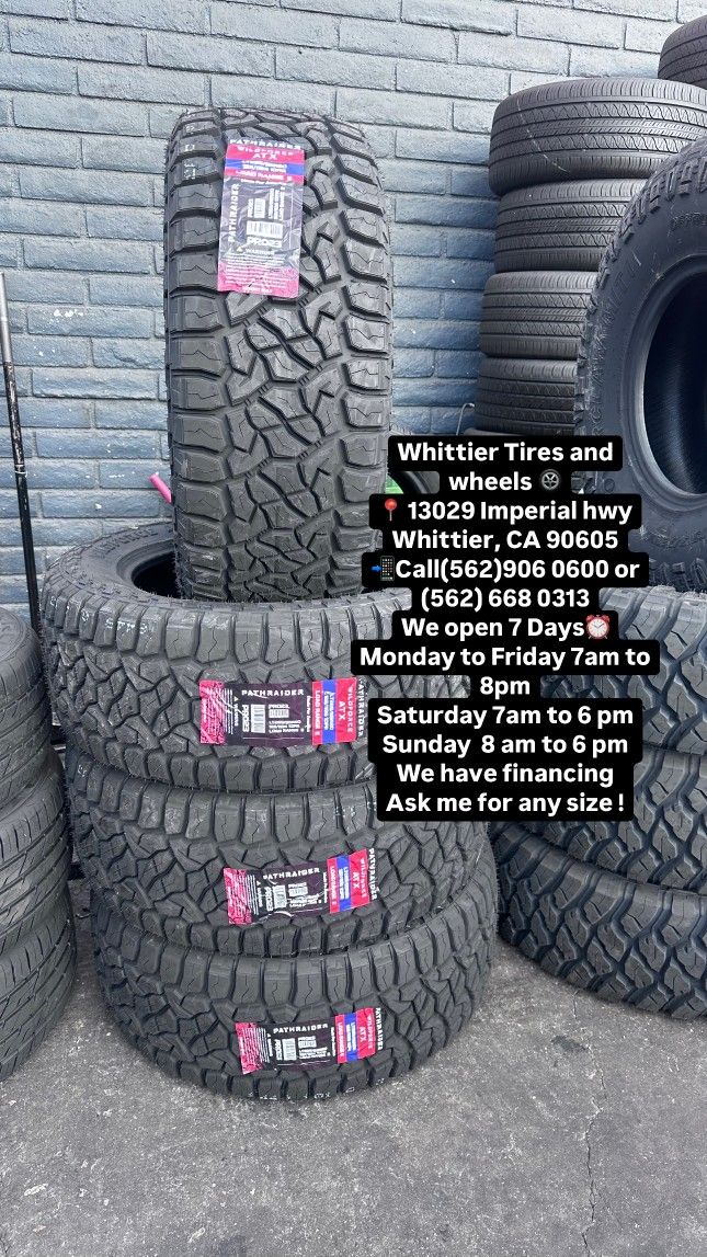 SET OF NEW TIRES LT285/55R20 PATHRAIDER AT, INCLUDING MOUNTING AND BALANCING. ASK ME FOR ANY SIZE OR BRAND, WE HAVE THE BEST PRICES OF CALIFORNIA