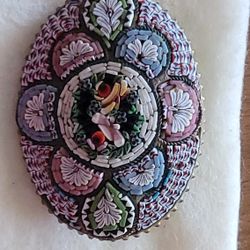 Vintage Micro Mosaic Floral Italy Brooch