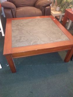 Marble and wood coffee table