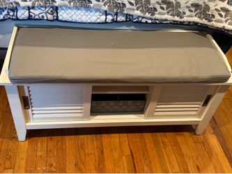 White Storage Bench with Cushion