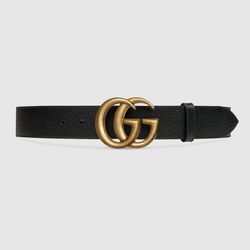 Leather Belt with double G buckle