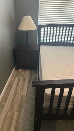 Queen bed FRAME with 2 nightstands