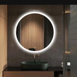 24 in. Width x 24 in. Height Led Frameless Modern Bathroom Round Mirror