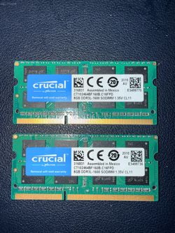 2x Crucial 8gb ddr3l 1600 sodimm 1.35